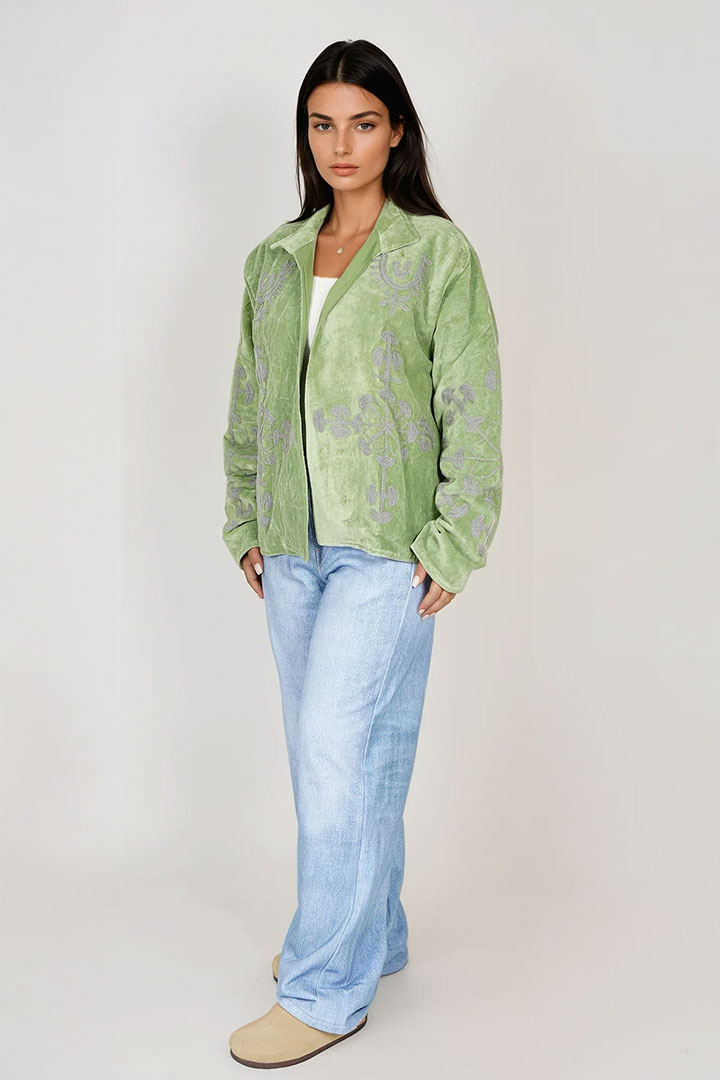 Picture of Handmade Sage Heritage Embroidered Suzani Jacket