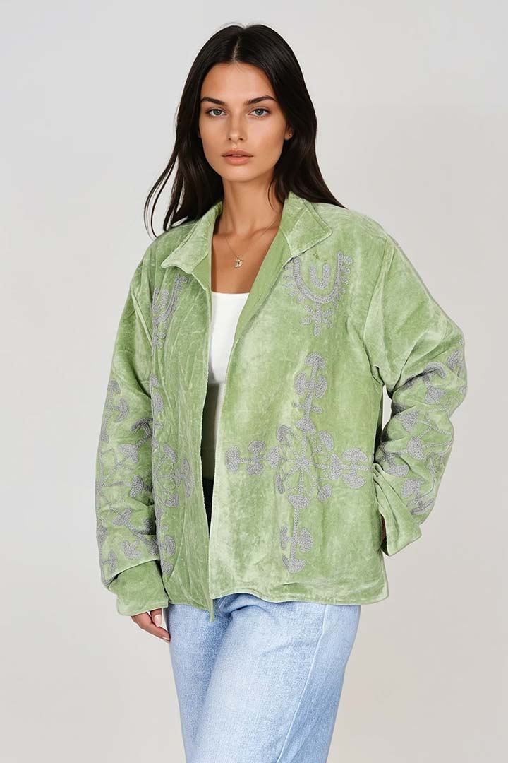 Picture of Handmade Sage Heritage Embroidered Suzani Jacket