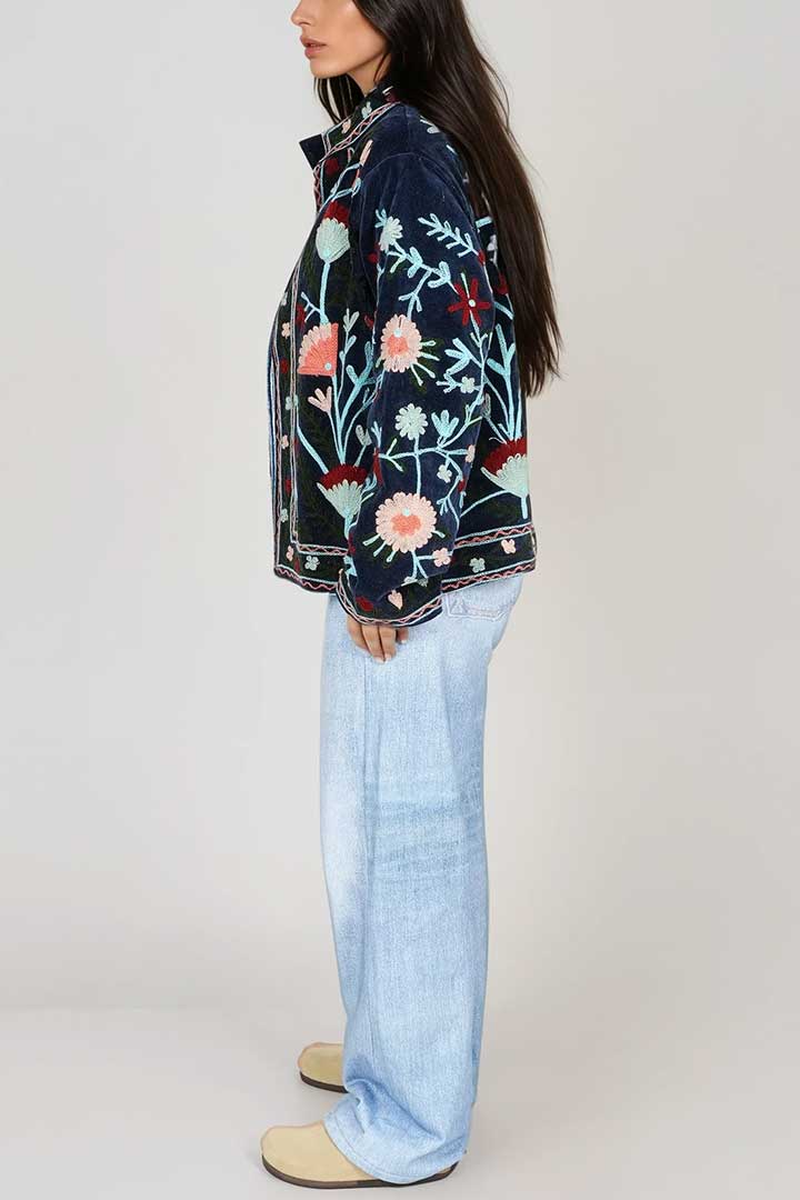 Picture of Handmade Indigo Garden Embroidered Suzani Jacket 