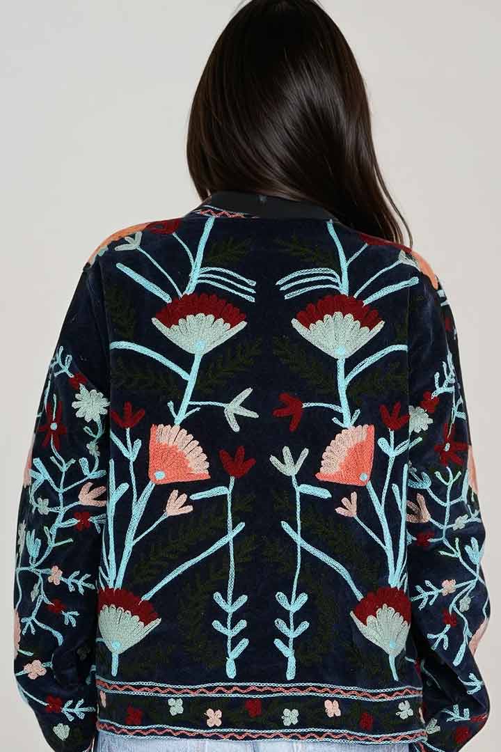Picture of Handmade Indigo Garden Embroidered Suzani Jacket 