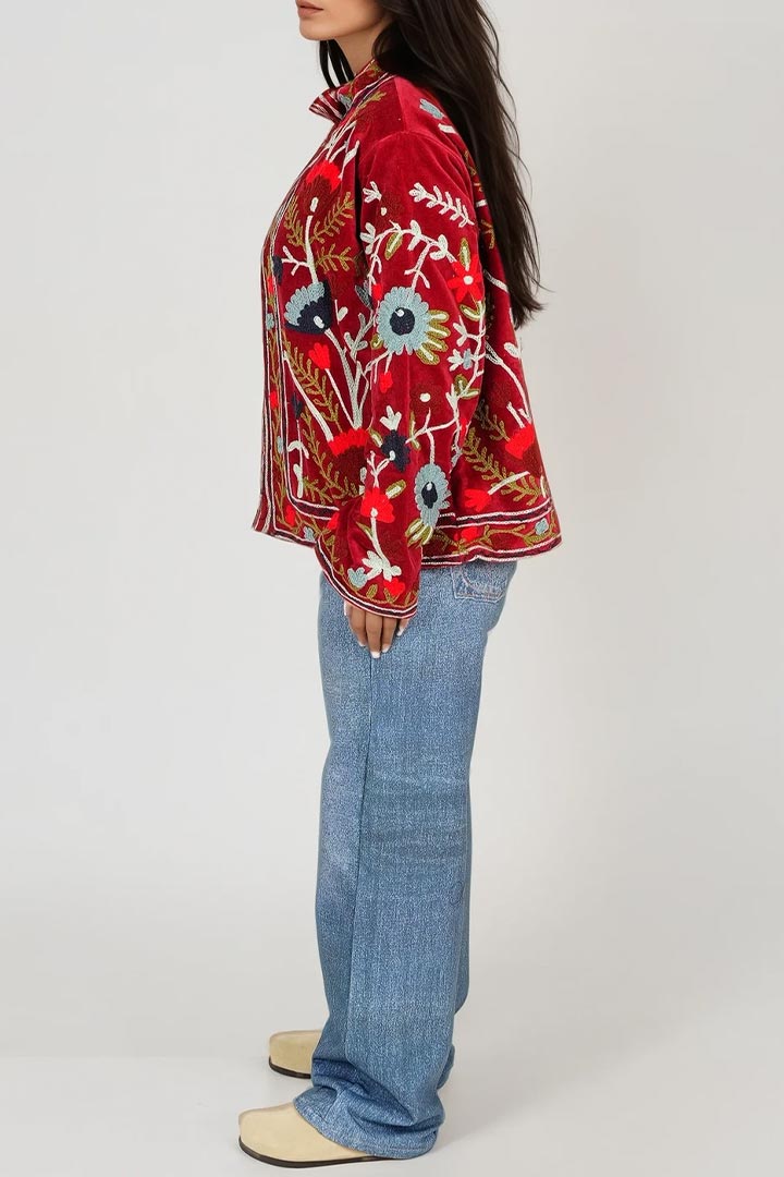Picture of Handmade Ruby Garden Embroidered Suzani Jacket 