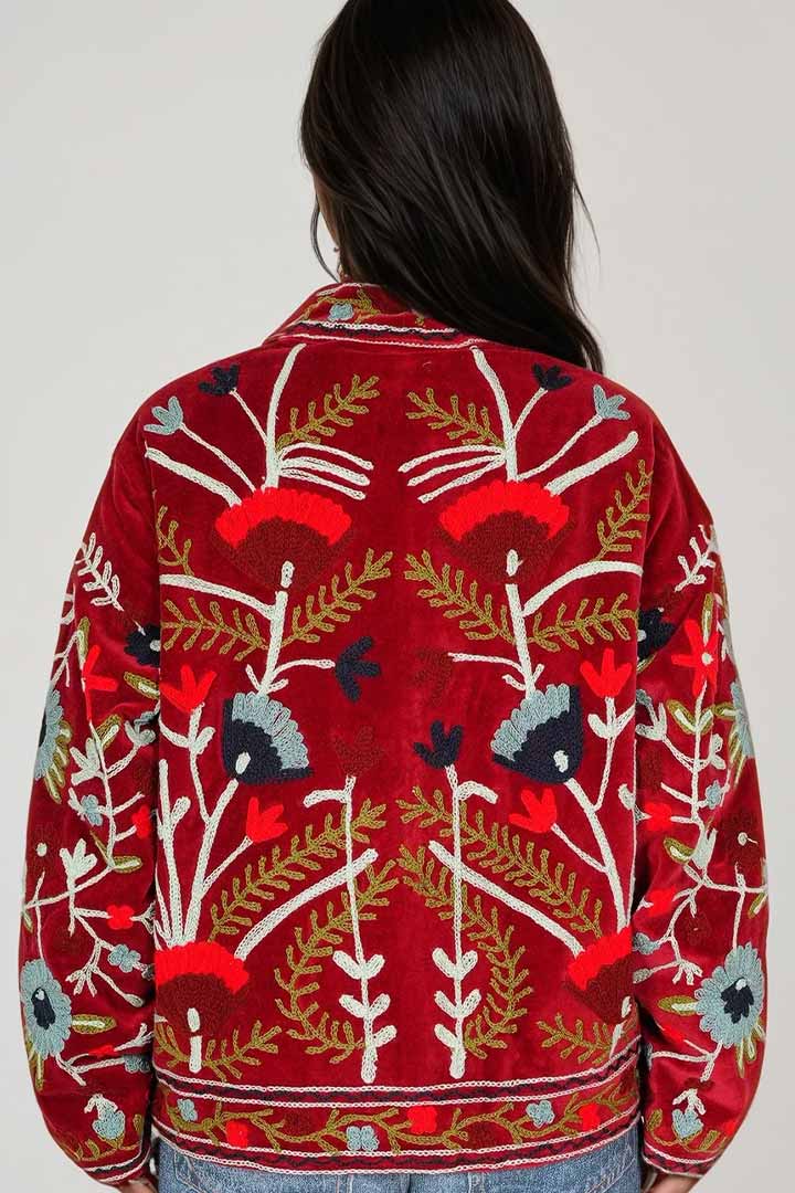 Picture of Handmade Ruby Garden Embroidered Suzani Jacket 