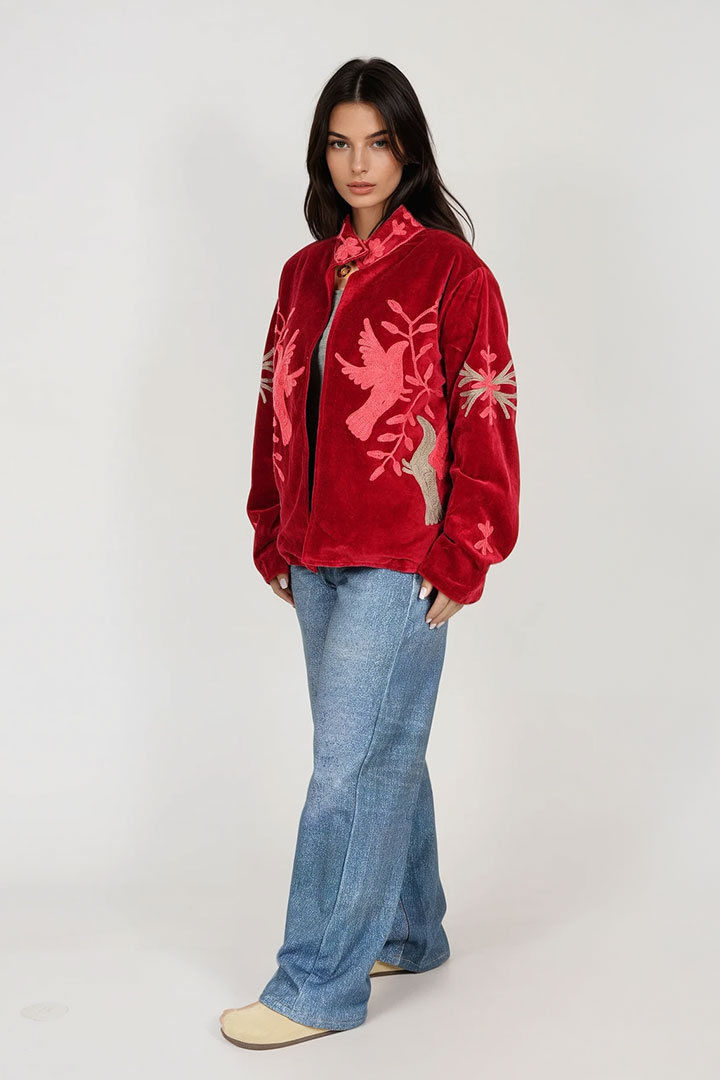 Picture of Handmade Ruby Bird Embroidered Suzani Jacket
