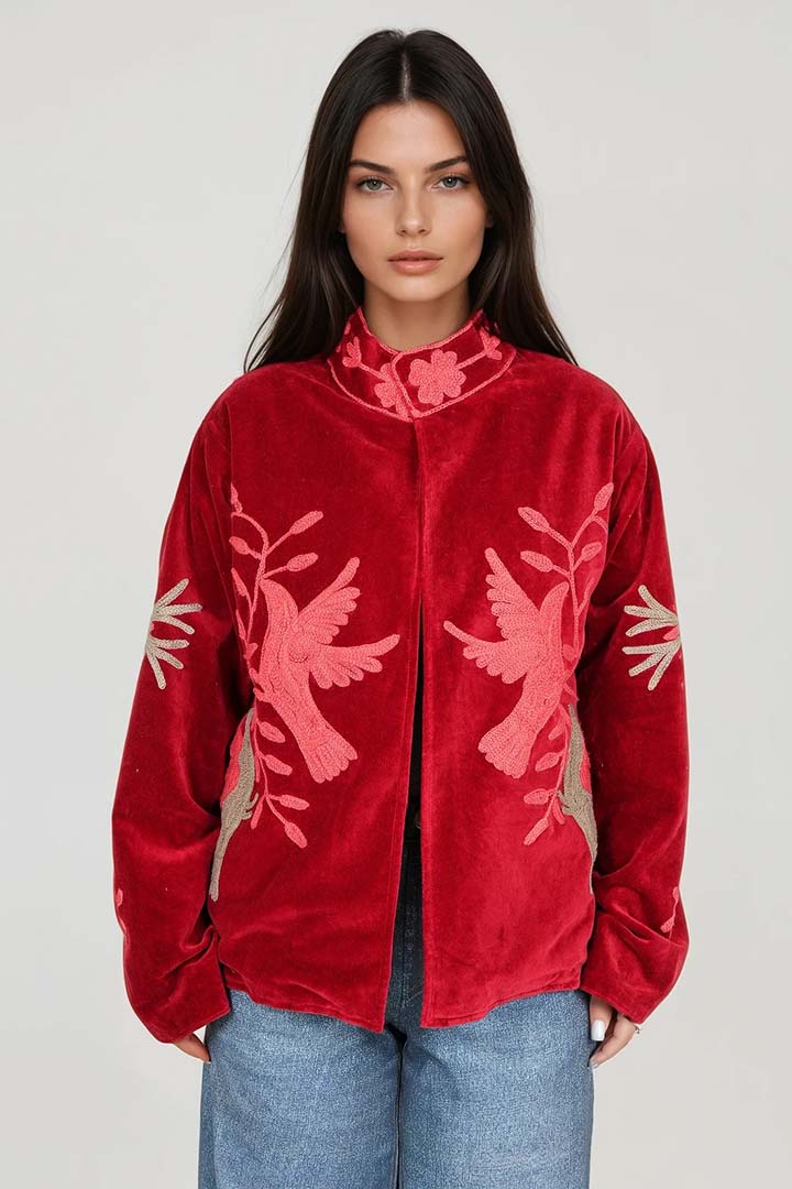 Picture of Handmade Ruby Bird Embroidered Suzani Jacket