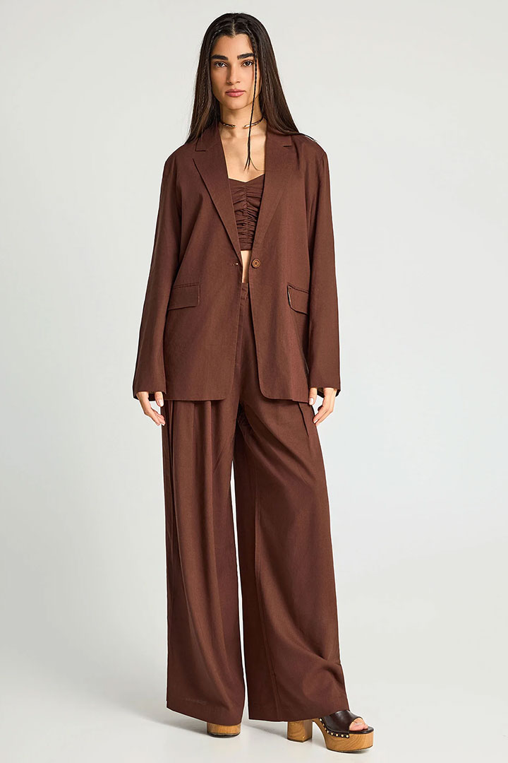 Picture of Linen Blend Blazer - Coconut Shell