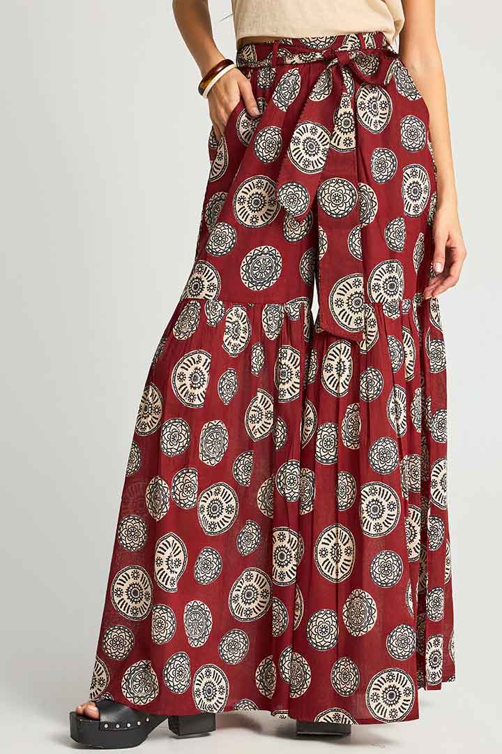 Picture of High Waisted Wide Leg Pants - Henna Brown