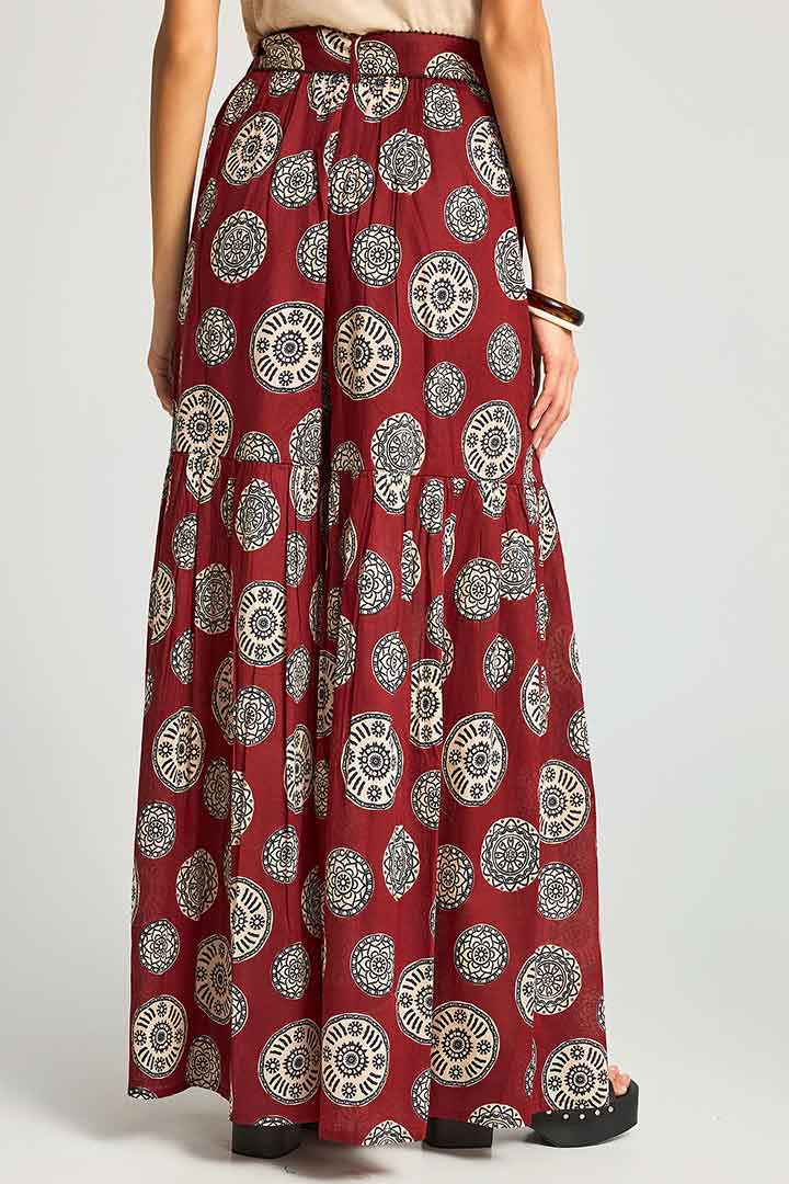 Picture of High Waisted Wide Leg Pants - Henna Brown