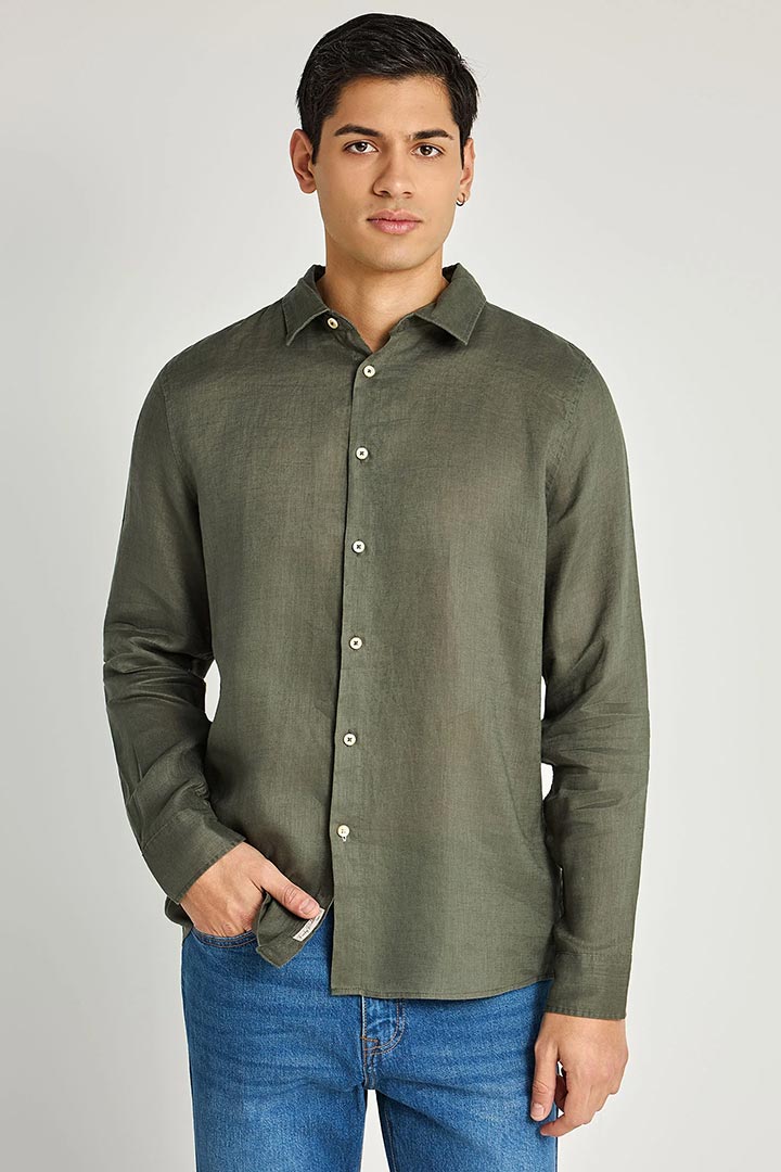 Picture of The Essential-Linen Shirt - Deep Forest