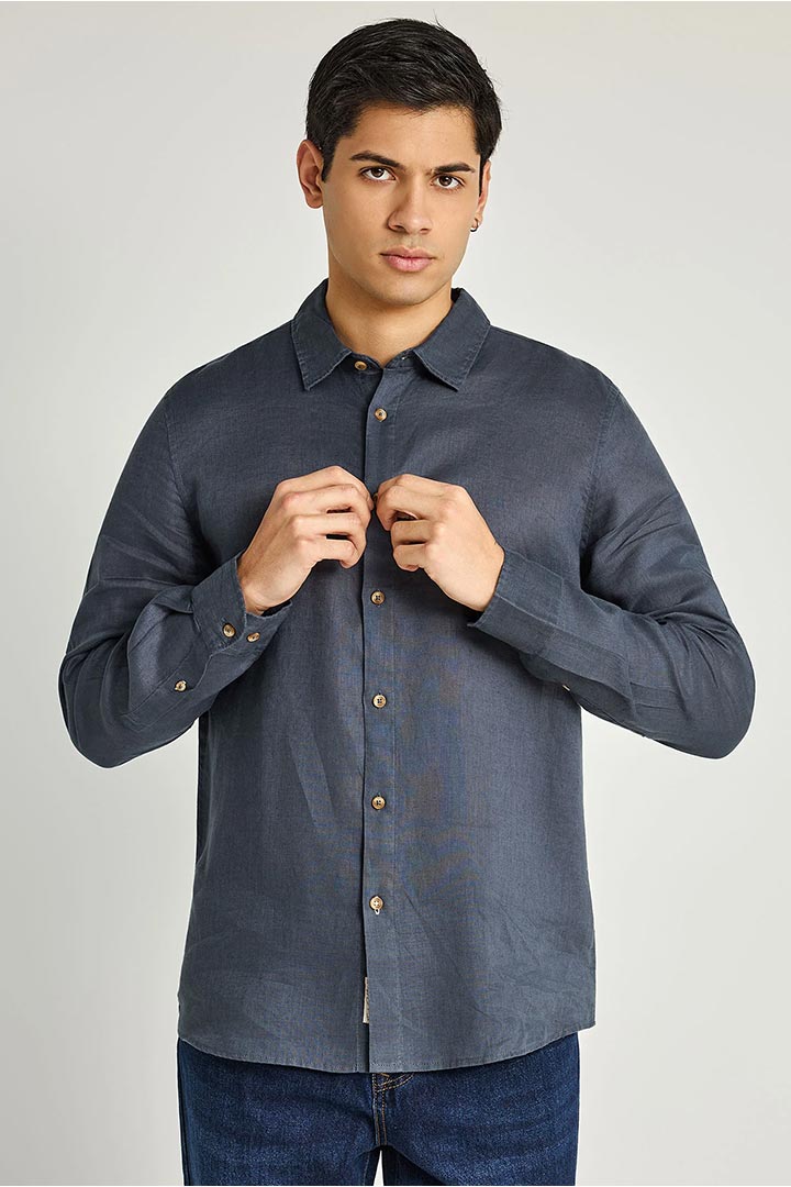 Picture of The Essential-Linen Shirt - DK Grey