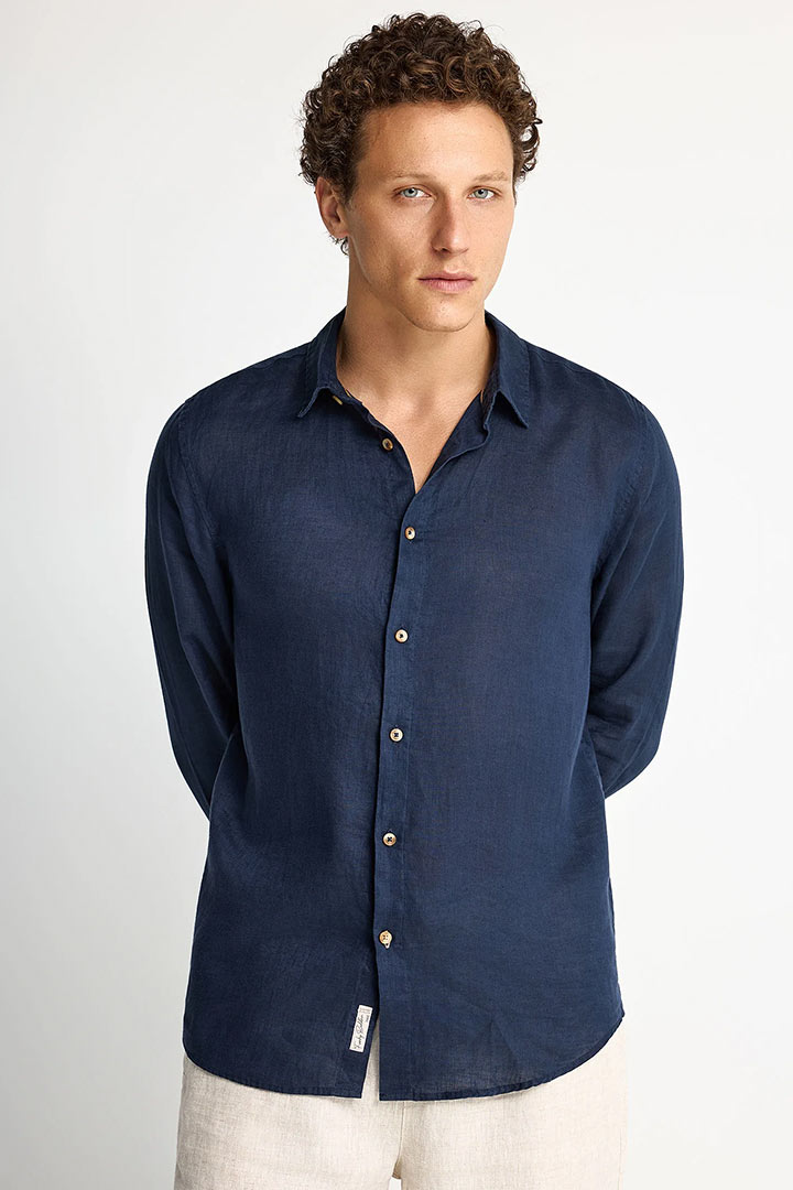 Picture of The Essential-Linen Shirt - Navy