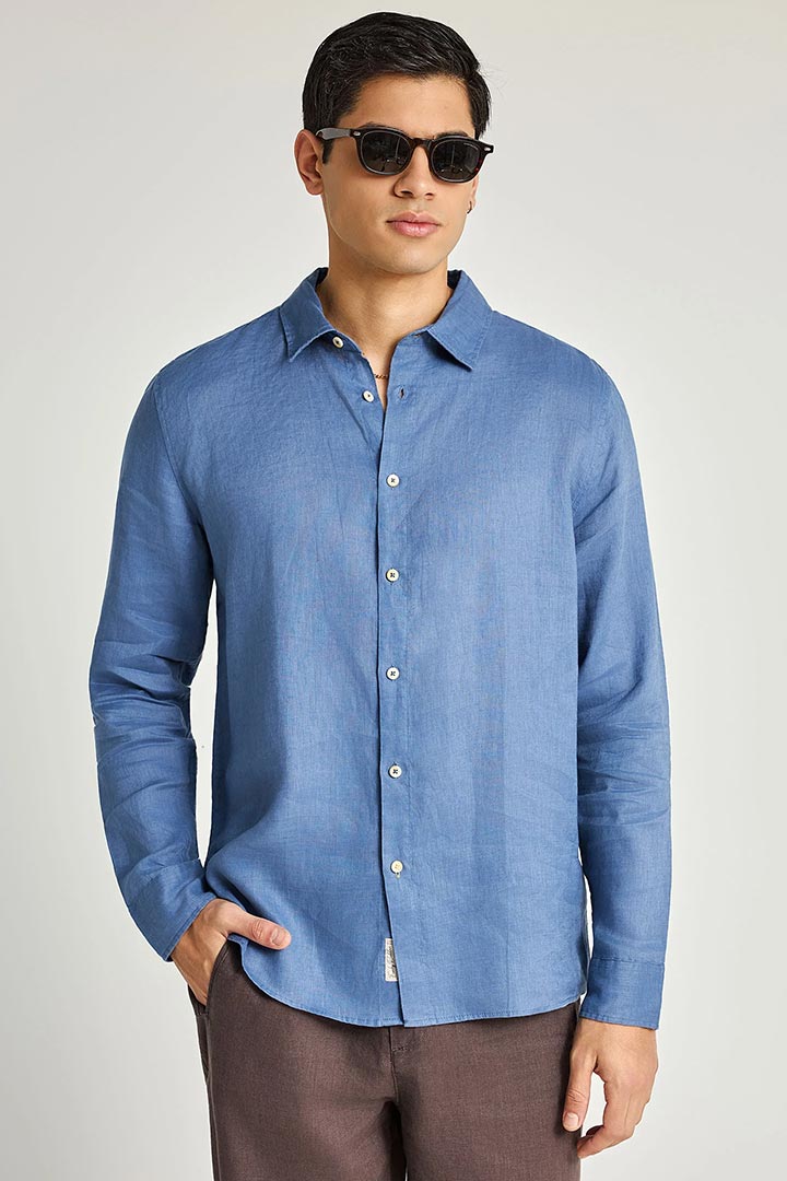 Picture of The Essential-Linen Shirt - Indigo