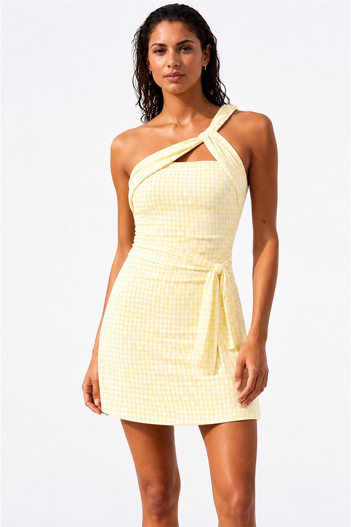Picture of Hera Houndstooth Swimsuit - Yellow 