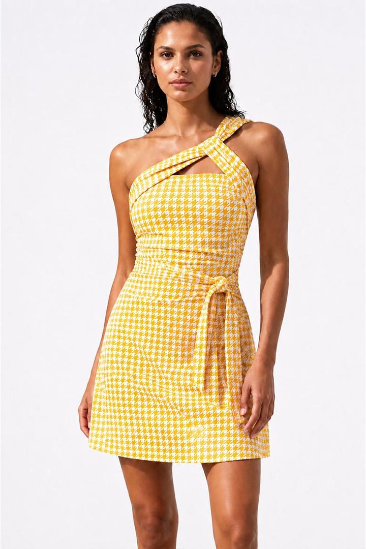 Picture of Hera Houndstooth Swimsuit - Orange 