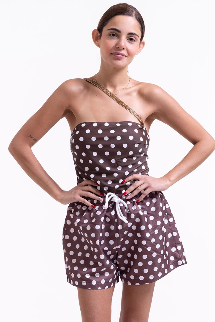 Picture of Polka Dot Swimsuit - Brown/White 