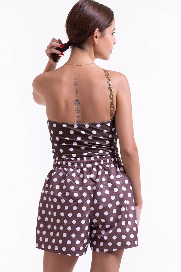 Picture of Polka Dot Swim Shorts - Brown/White