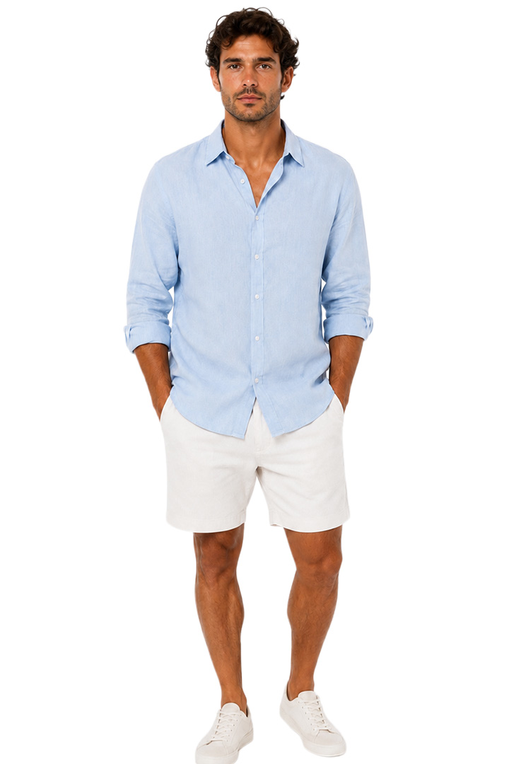Picture of Linen Long Sleeve Shirt - Baby Blue